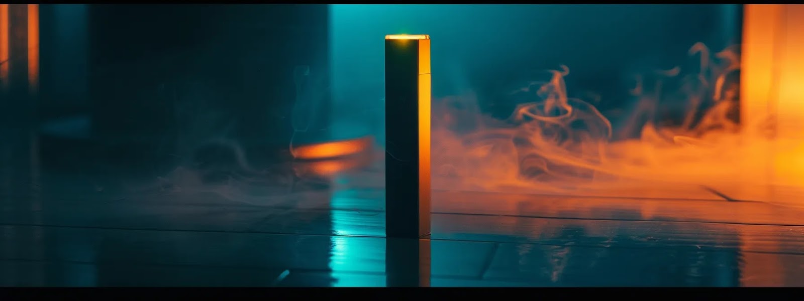 a sleek and modern nicotine vape glowing softly on a clean, minimalist surface.