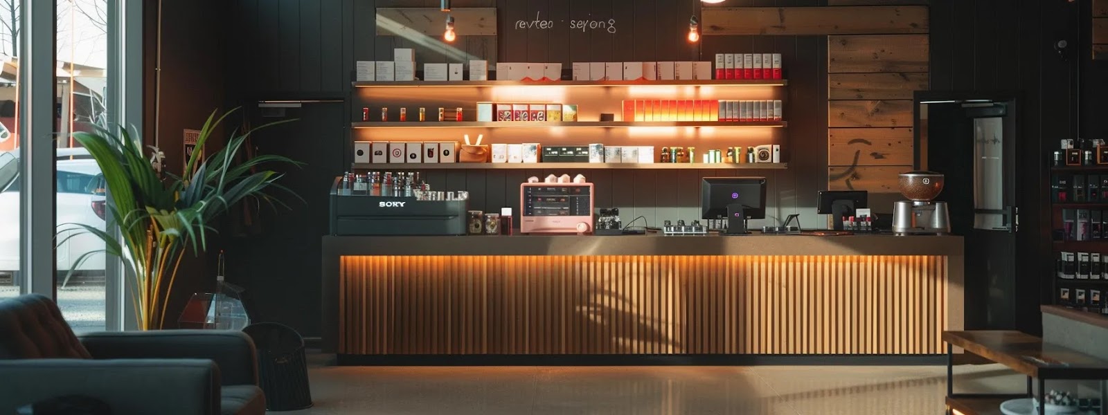 a sleek, modern vape subscription service store in winnipeg displaying clear signage of legal and safety compliance. a sleek, modern vape subscription service store in winnipeg displaying clear signage of legal and safety compliance.