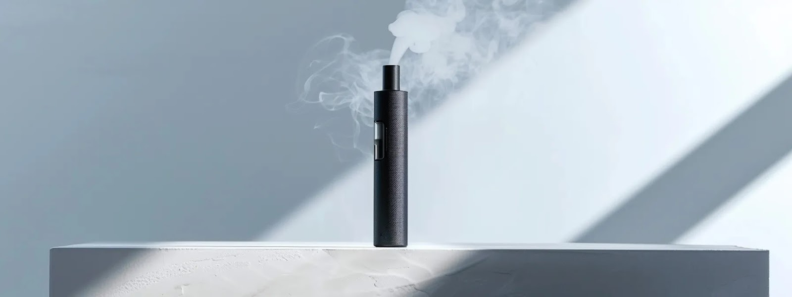 a sleek, minimalistic branded nicotine vape resting on a clean, white surface, showcasing the top e-cigarette products available for delivery in winnipeg.